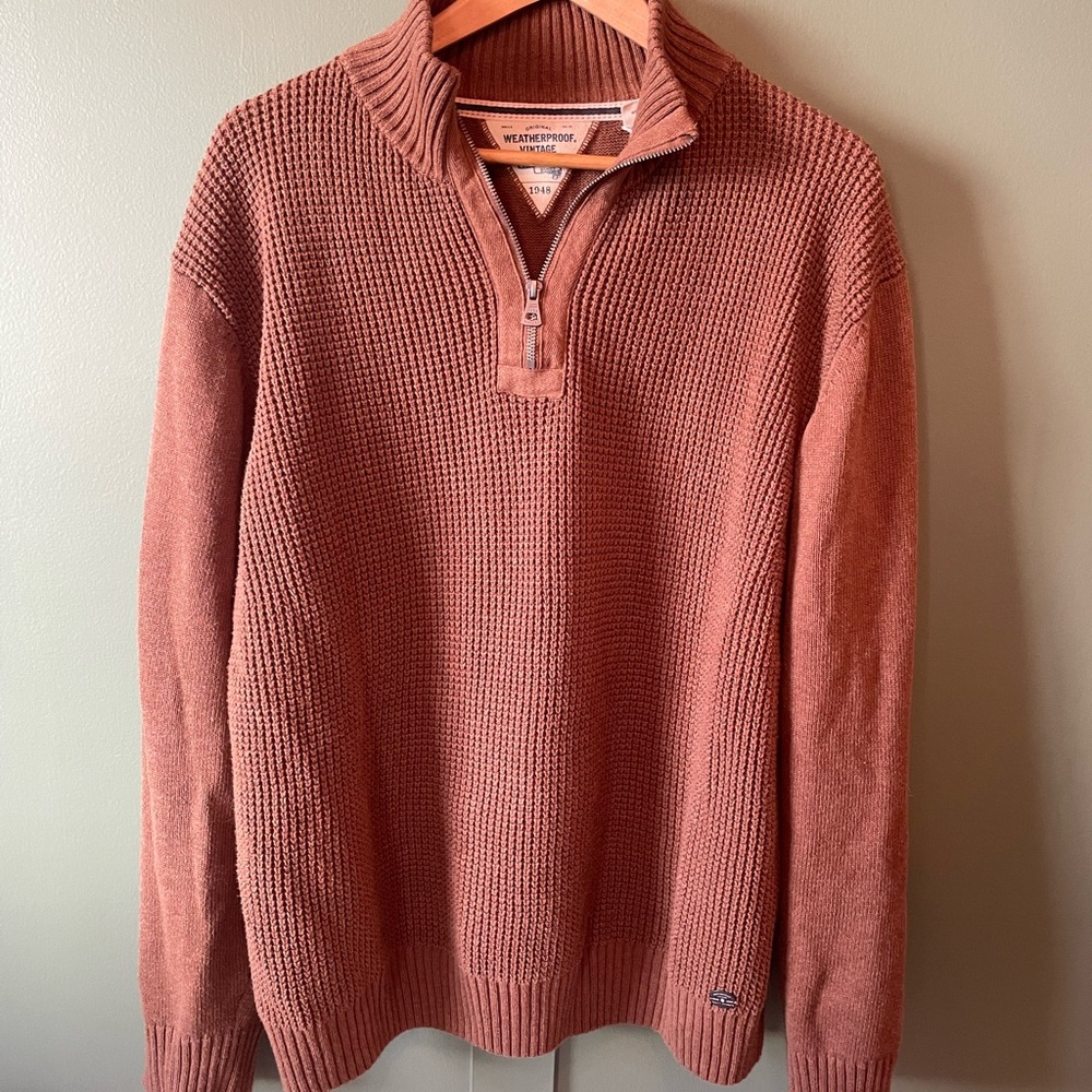 Weatherproof Men's Brick Zip-Up Sweater